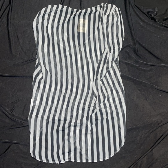 New Guess Black White Sleeveless Chiffon Sheer Top Cover up S - Picture 5 of 7